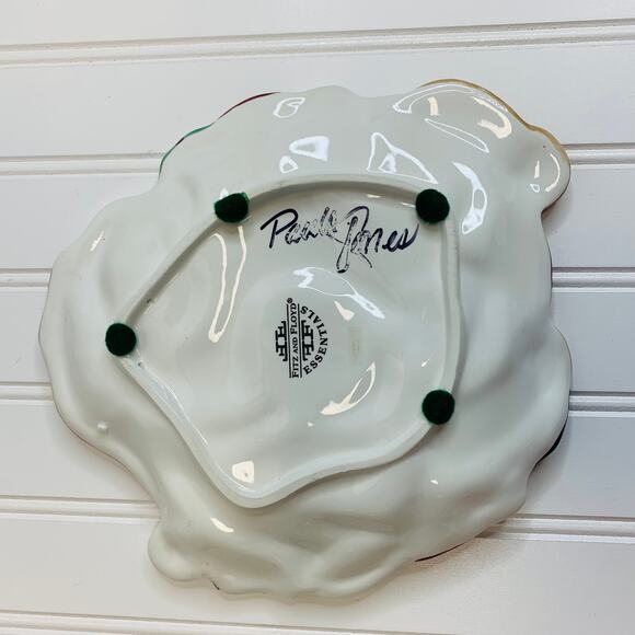 Fitz and Floyd Plaid Christmas Santa Canape Plate - Picture 6 of 7